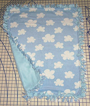 Load image into Gallery viewer, Clouds in The Sky Hand Tied Blue Fleece Baby Pet Lap Blanket 30&quot; x 24&quot; Made by Scrunchies by Sherry

