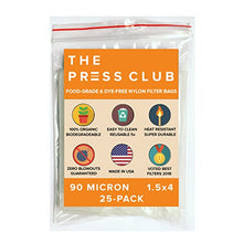 Load image into Gallery viewer, 90 Micron | Premium Nylon Tea Filter Press Screen Bags | 1.5&quot; x 4&quot; | 25 Pack | Zero Blowout Guarantee | All Micron &amp; Sizes Available
