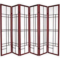 Oriental Furniture 6 ft. Tall Eudes Shoji Screen - Rosewood - 6 Panels