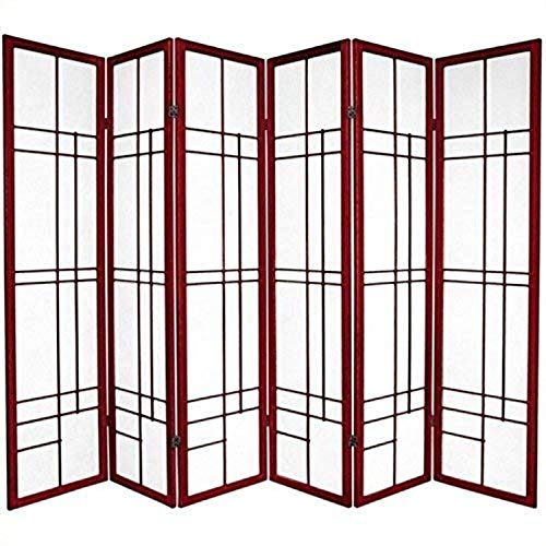 Oriental Furniture 6 ft. Tall Eudes Shoji Screen - Rosewood - 6 Panels