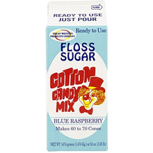 Load image into Gallery viewer, Concession Essentials CE Floss Sugar- Blue Rasp-1ct Cotton Candy Floss Sugar-Blue Raspberry, 4&quot; Height, 4&quot; Width, 9&quot; Length
