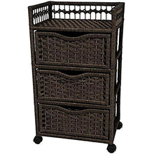 Load image into Gallery viewer, Oriental Furniture 31&quot; Natural Fiber Chest of Drawers on Wheels - Black
