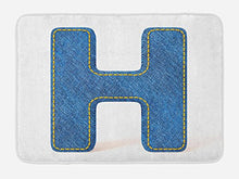 Load image into Gallery viewer, Ambesonne Letter H Bath Mat, Denim Letter Design Uppercase H Pattern Jeans Texture Retro Typography, Plush Bathroom Decor Mat with Non Slip Backing, 29.5&quot; X 17.5&quot;, Blue Marigold
