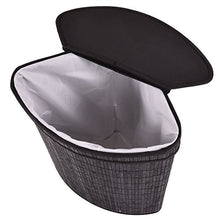 Load image into Gallery viewer, Triangle Bamboo Hamper Laundry Basket Washing Cloth Storage Bin Bag W/Lid Black
