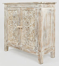Load image into Gallery viewer, Jofran Global Archive Hand Carved Accent Chest Cabinet, 32&#39;, Weathered White
