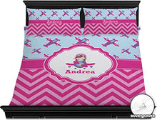 Load image into Gallery viewer, RNK Shops Airplane Theme - for Girls Duvet Cover Set - King (Personalized)
