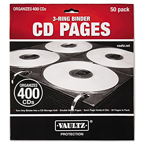 Ideastream Vaultz VZ01415 Two-Sided CD Refill Pages for Three-Ring Binder, 50/Pack