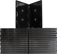 (25) Black Quad Overlap Style 14mm Premium DVD Cases - 4-Disc Capacity - DV4R14BKPR