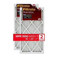 Load image into Gallery viewer, Filtrete MPR 1000 16x25x1 AC Furnace Air Filter, Micro Allergen Defense, 2-Pack
