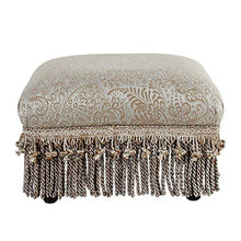 Load image into Gallery viewer, Jennifer Taylor Home Fiona Collection Traditional Style Upholstered Fringed and Tasseled Rectangular Wood Framed Footstool, Teal Tan/Paisley
