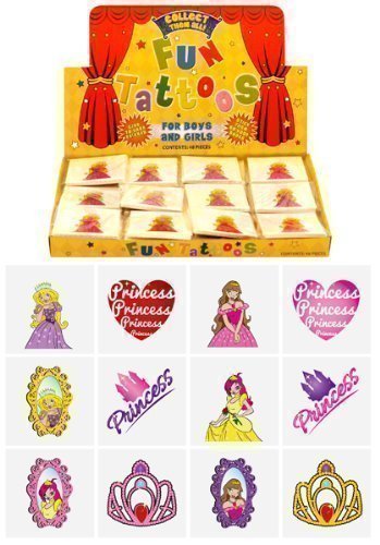 12 packs of 12 Children Kids Girls Princess Temporary Tattoos Party Bag Loot Pinnata Fillers 144 in Total