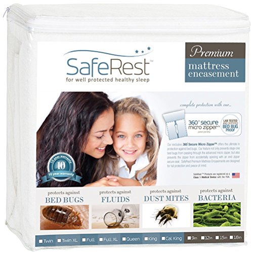 SafeRest Zippered Mattress Protector - Premium 12-15 Inch Waterproof Mattress Cover for Bed - Breathable & Noiseless Washable Mattress Encasement - California King