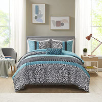 Mi Zone Kids Comforter Set Fun Bedroom Dcor - Modern All Season Polka Dot Print, Vibrant Color Cozy Bedding Layer, Matching Sham, Decorative Pillow, Twin/Twin XL, Leopard Teal 3 Piece