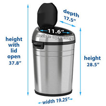 Load image into Gallery viewer, iTouchless Glide 18 Gallon Sensor Trash Can with Wheels and AbsorbX Odor Control System, Stainless Steel, 68 Liter Automatic Kitchen or Office Garbage Bin
