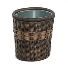 Load image into Gallery viewer, The Basket Lady Oval Wicker Waste Basket, 11.5 in W x 9.5 inD x 12 in H, Antique Walnut Brown
