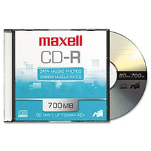 Load image into Gallery viewer, Maxell 648210 CD-R Discs, 700MB/80min, 48x, w/Slim Jewel Cases, Silver, 10/Pack
