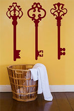Load image into Gallery viewer, The Decal Guru Antique Skeleton Keys Wall Home Decor Stickers - Vintage Design Removable Vinyl Room Wall Art [Set of 3] (Burgundy, 22x21 inches)
