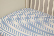 Load image into Gallery viewer, Riegel Baby 100% Cotton Fitted Crib Sheet (Chevron Blue Print)
