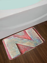 Load image into Gallery viewer, Ambesonne Letter N Bath Mat, Sketch Style Colorful Typography Soft Featured Grunge Character, Plush Bathroom Decor Mat with Non Slip Backing, 29.5&quot; X 17.5&quot;, Dark Coral
