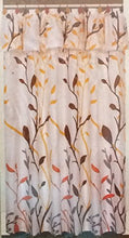 Load image into Gallery viewer, White with a Branch and Leaf Design Fabric Shower Curtain with Ballon Valance, Liner and 12 Hooks
