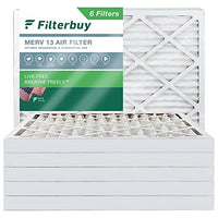 Filterbuy 20x25x2 Air Filter MERV 13 Optimal Defense (6-Pack), Pleated HVAC AC Furnace Air Filters Replacement (Actual Size: 19.50 x 24.50 x 1.75 Inches)