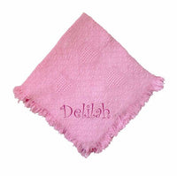 Fastasticdeal Delilah Girl Embroidered Embroidered Cotton Woven Pink Baby Blanket