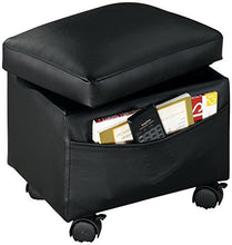 Load image into Gallery viewer, OakRidge Flip Top Small Storage Ottoman, 13 L x 10 W x 12 H  Side Pocket Stores Magazines, Books &amp; Remote Control  4 Plastic Casters Lock in Place, Vinyl Covering Easily Wipes Clean

