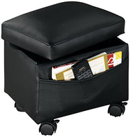 OakRidge Flip Top Small Storage Ottoman, 13 L x 10 W x 12 H  Side Pocket Stores Magazines, Books & Remote Control  4 Plastic Casters Lock in Place, Vinyl Covering Easily Wipes Clean