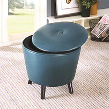 Load image into Gallery viewer, Madison Park Crosby Storage Ottoman-Solid Wood, Leatherette Cover Toy Chest Footstool Modern Style Accent Stool, Corner Seating, Lift Top Organizer Vanity Chair, Bedroom Furniture, See Below, Blue
