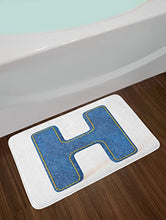 Load image into Gallery viewer, Ambesonne Letter H Bath Mat, Denim Letter Design Uppercase H Pattern Jeans Texture Retro Typography, Plush Bathroom Decor Mat with Non Slip Backing, 29.5&quot; X 17.5&quot;, Blue Marigold
