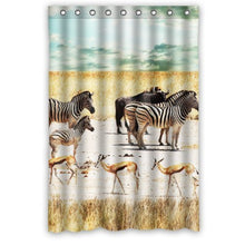 Load image into Gallery viewer, Fashion Design Waterproof Polyester Fabric Bathroom Shower Curtain Standard Size 48(w)x72(h) with Shower Rings - Zebra And Deer Wild Animals
