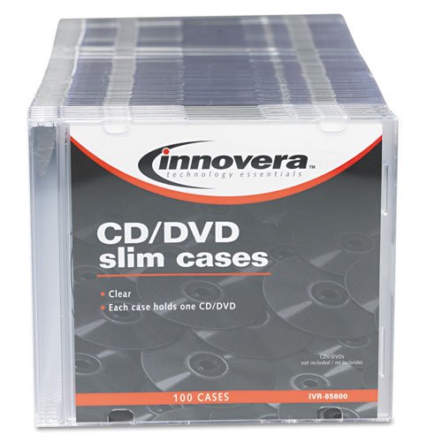 Innovera - CD/DVD Polystyrene Thin Line Storage Case, Clear, 100/Pack 85800 (DMi PK