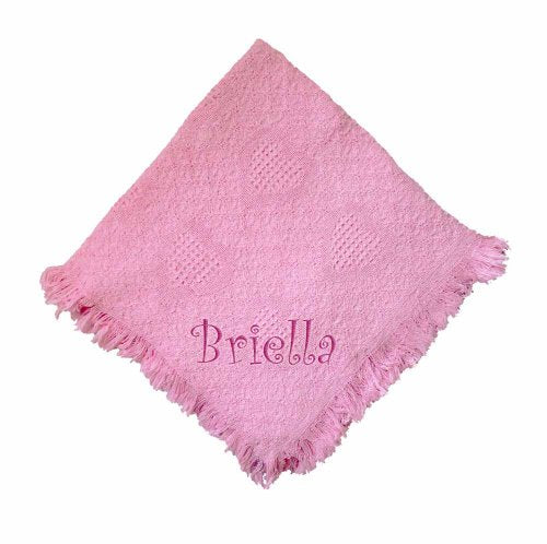 Fastasticdeal Briella Girl Embroidered Embroidered Cotton Woven Pink Baby Blanket