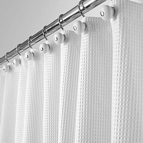 mDesign Long, Polyester/Cotton Blend Fabric Shower Curtain with Waffle Weave and Rust-Resistant Metal Grommets for Bathroom Showers and Bathtubs, 72