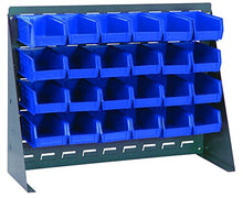 Load image into Gallery viewer, Quantum Storage Systems QBR-2721-210-24BL Ultra Bin Complete Bench Rack Package with 24 Ultra Bins, 27&quot; x 8&quot; x 21&quot;, Blue

