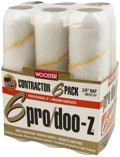 Wooster Brush RR727-9 Pro/Doo-Z Nap Rollers, 3/8-Inch, 6-Pack