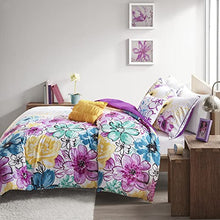 Load image into Gallery viewer, Intelligent Design Comforter Set Vibrant Floral Design, Teen Bedding for Girls Bedroom, Mathcing Sham, Decorative Pillow, Twin/Twin X-Large, Olivia Blue 4 Piece
