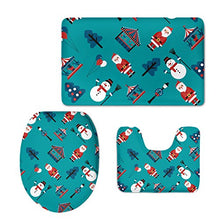 Load image into Gallery viewer, Dellukee Washable Bath Rugs 3 Pieces Wonderful Christmas Pattern U Shaped Toilet Lid Bathroom Floor Mats Cover Pads for Home Company Mall Use
