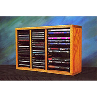 Wood Shed Solid Oak desktop or shelf for CD's and DVD's (Individual Locking Slots) Honey Oak