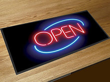 Load image into Gallery viewer, Artylicious Open Light Sign neon Pub bar Runner Counter mat
