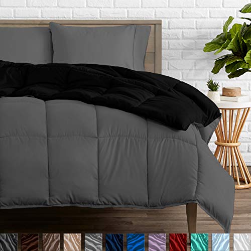 Bare Home Reversible Comforter - King/California King - Goose Down Alternative - Ultra-Soft - Premium 1800 Series - Hypoallergenic - All Season Breathable Warmth (King/Cal King, Black/Grey)