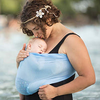Beachfront Baby - Versatile Water & Warm Weather Ring Sling Baby Carrier | Made in USA with Safety Tested Fabric & Aluminum Rings | Lightweight, Quick Dry & Breathable (Sky Blue, X-Long)