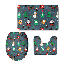 Load image into Gallery viewer, Dellukee Creative Bath Rug 3 Pieces Cute Rich Colorful Christmas Pattern U Shaped Toilet Lid Bathroom Floor Mats Cover Pads for Home Company Mall Use
