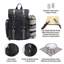 Load image into Gallery viewer, Picnic Backpack for 2 | Picnic Basket | Stylish All-in-One Portable Picnic Bag with Complete Cutlery Set, Stainless Steel S/P Shakers | Picnic Blanket Waterproof Extra Large| Cooler Bag for Camping

