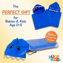 Load image into Gallery viewer, Hudz Kidz Premium Hooded Towel Poncho for Kids &amp; Toddlers, Soft 100% Cotton, Ideal at Bath, Beach, Pool (Blue Shark)
