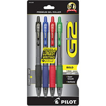 Load image into Gallery viewer, PILOT G2 Premium Refillable &amp; Retractable Rolling Ball Gel Pens, Bold Point, Assorted Color Inks, 4-Pack (31255)
