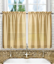 Load image into Gallery viewer, Ellis Curtain Stacey Sheer Tailored Tier Pair Curtains, 56&quot; x 36&quot;, Almond
