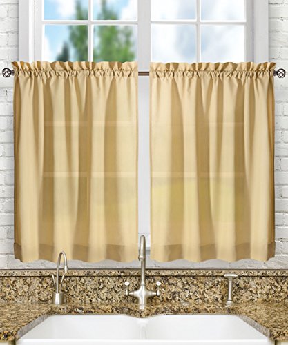 Ellis Curtain Stacey Sheer Tailored Tier Pair Curtains, 56