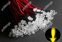 Load image into Gallery viewer, 50Pcs 24v 5mm yellow Pre Wired LED 5mm 24v 20cm yellow light - Water clear
