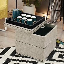 Load image into Gallery viewer, Asense Modern Fabric Storage Ottoman Footrest Stool with Removable Lid Padded Seat Side Tables for Bedroom Living Room Porch
